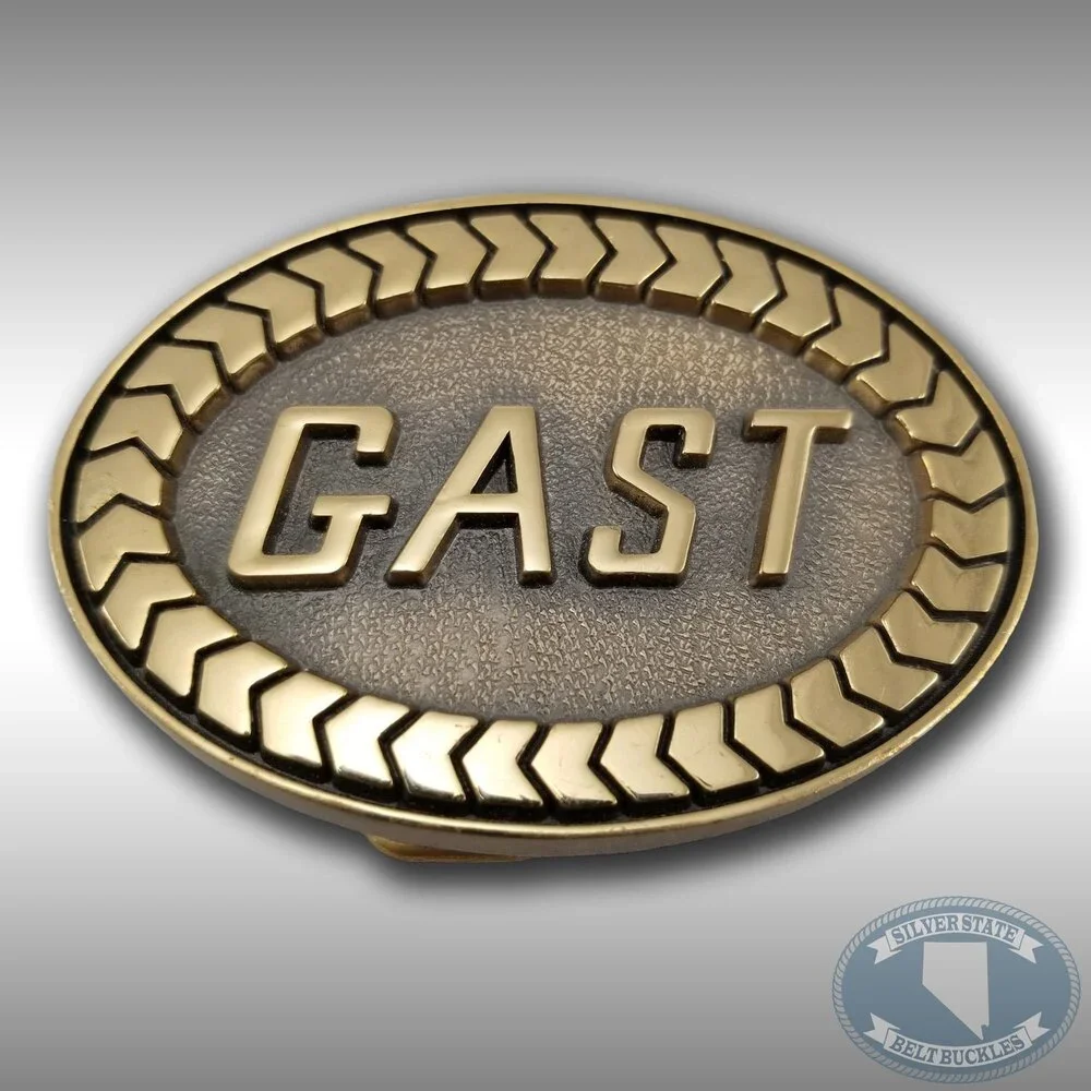 Vintage Belt Buckle Brass‎ GAST Chevron Arrows Border USA Made By Jostens Gift
